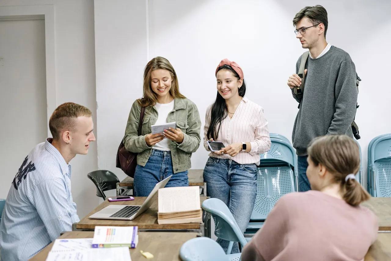 University students studying together around a table